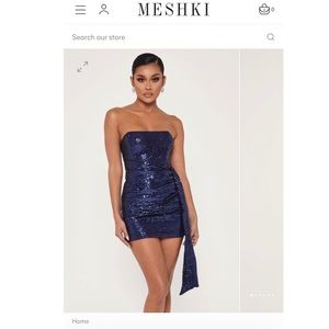 BNWT Meshki navy sequinned Selma mini dress